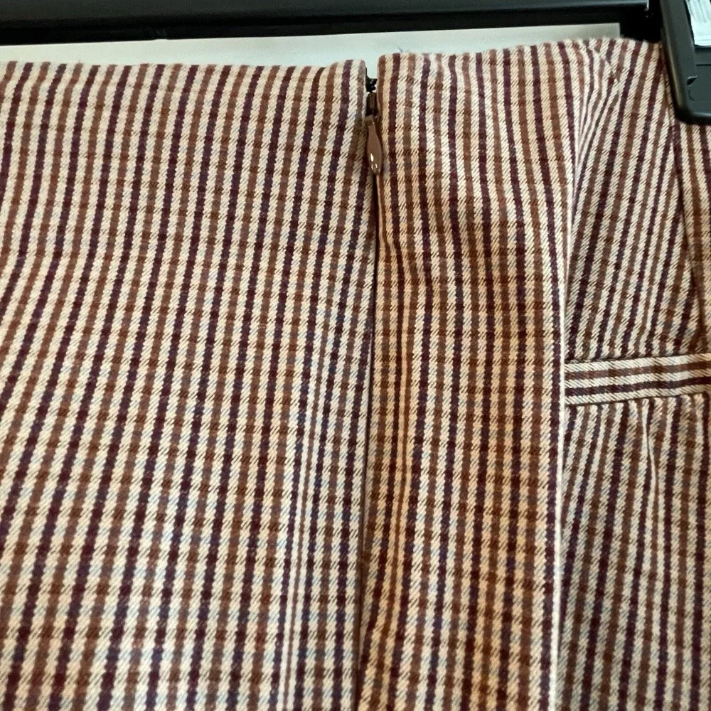 A New Day Womens Pants Side Zip Stretch Ankle High Rise Plaid Size 8‎ Brown Pink